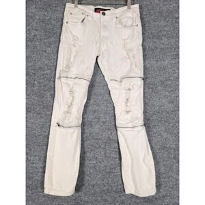 Copper Rivet Mens White‎ Distressed Zip Detail Jeans Size Small
